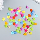 Пуговицы пластик для творчества на ножке "Цветные сердечки" набор 60 шт 1,2х1,2 см - фото 9493267