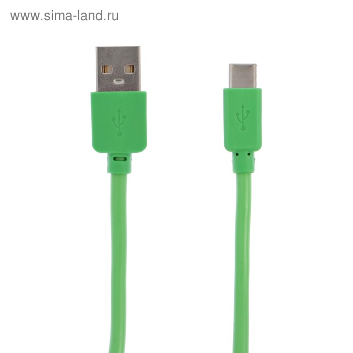 Кабель LuazON, Type-C - USB, 1 А, 1 м, силиконовый, зелёный - Фото 1