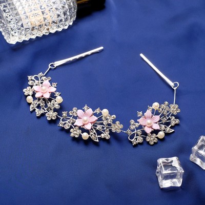 Аксессуар для волос «Моника», на невидимках, сиреневые цветы, 20 см, серебро