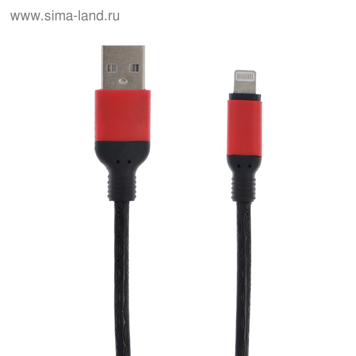 Кабель LuazON, Lightning - USB, 1 А, 1 м, черный - Фото 1