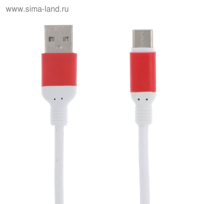 Кабель LuazON, Type-C - USB, 1 А, 1 м, белый - Фото 1