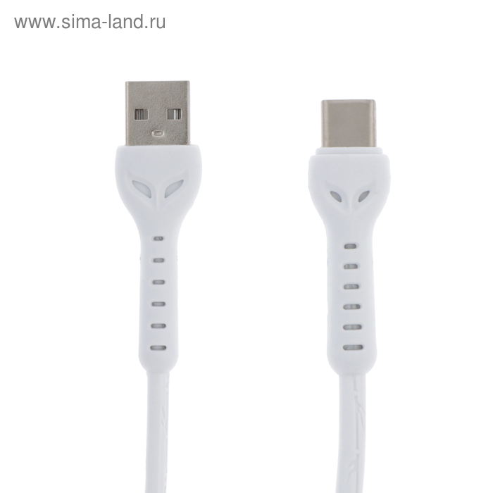 Кабель LuazON, Type-C - USB, 1 А, 1 м, усиленный штекер, белый - Фото 1