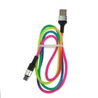 Кабель Luazon, Type-C - USB, 2 A, 0,9 м, оплётка нейлон, разноцветный - Фото 5