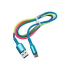 Кабель Luazon, Type-C - USB, 2 A, 0,9 м, оплётка нейлон, разноцветный - Фото 7