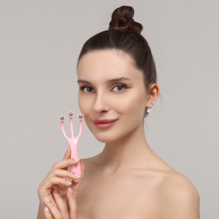 Массажёр для лица и зоны декольте, с металлическим шариками, 14 × 5 × 2,5 см, цвет МИКС 18883