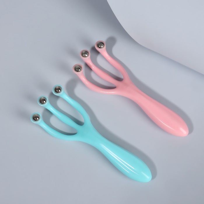 Массажёр для лица и зоны декольте, с металлическим шариками, 14 × 5 × 2,5 см, цвет МИКС 18883