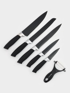 Набор кухонных принадлежностей Доляна «Супер-блек», 6 предметов: ножи 19 см, 23 см, 32 см, 32 см, керамическая овощечистка, 32×4 см, чёрный - Фото 1