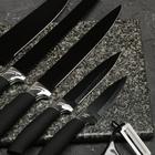 Набор кухонных принадлежностей Доляна «Супер-блек», 6 предметов: ножи 19 см, 23 см, 32 см, 32 см, керамическая овощечистка, 32×4 см, чёрный - Фото 2