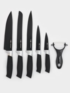 Набор кухонных принадлежностей Доляна «Супер-блек», 6 предметов: ножи 19 см, 23 см, 32 см, 32 см, керамическая овощечистка, 32×4 см, чёрный - Фото 2