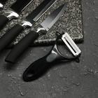 Набор кухонных принадлежностей Доляна «Супер-блек», 6 предметов: ножи 19 см, 23 см, 32 см, 32 см, керамическая овощечистка, 32×4 см, цвет чёрный - Фото 3