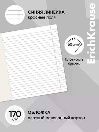 Тетрадь 18 листов в линейку, ErichKrause Lemur Style, МИКС