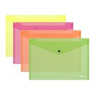 Папка-конверт на кнопке А4, 140 мкм, ErichKrause Fizzy Neon, полупрозрачная, микс - фото 298248455