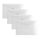 Папка-конверт на кнопке А4, 160 мкм, ErichKrause Glossy Clear, глянцевая, с цветной кнопкой, прозрачная, микс - фото 318249374