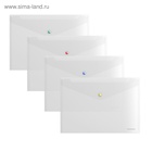Папка-конверт на кнопке А4, 160 мкм, ErichKrause Glossy Clear, глянцевая, с цветной кнопкой, прозрачная, микс 4672404 - фото 6039872