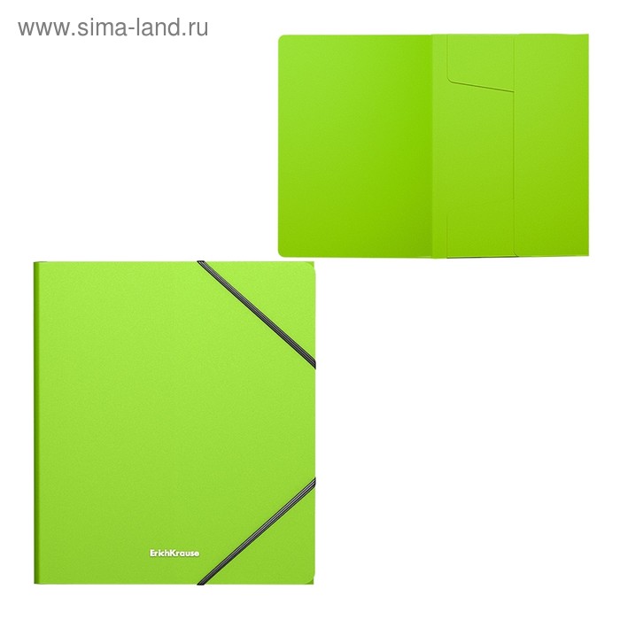 Папка на резинках А5+ пластиковая Erich Krause Neon, зелёная - Фото 1