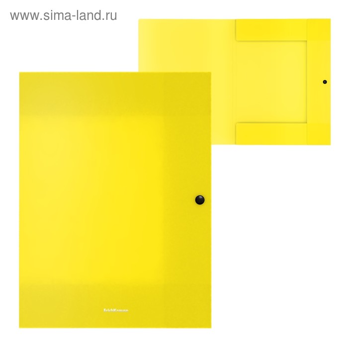 Папка на кнопке А4, 8 мм, жёлтая, пластиковая, 3 клапана, Erich Krause, Neon - Фото 1