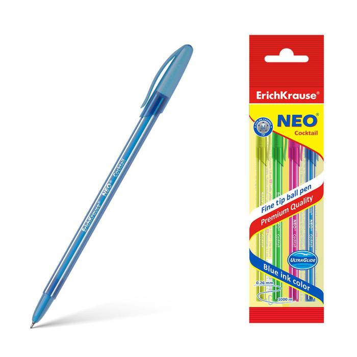 Набор ручка шариковая Erich Krause Neo Cocktail, синяя, микс - Фото 1