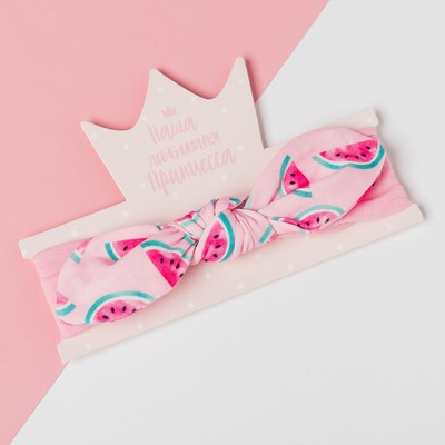 Повязка на голову для девочки «Крошка Я. Арбузик», размер 46-48, розовая