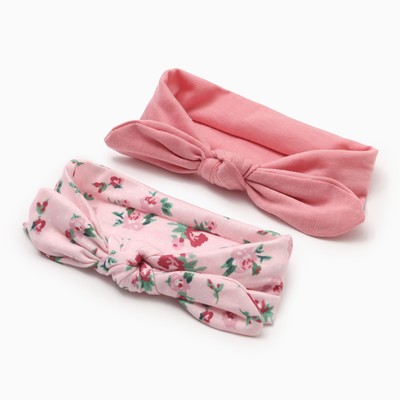 Повязки на голову для девочки «Крошка Я. Цветочек», 2 шт., размер 46-48, розовые