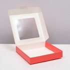 Коробка самосборная, с окном, красная, 16 х 16 х 3 см - Фото 3
