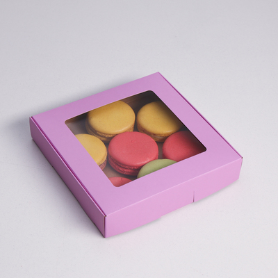 Коробка самосборная, с окном, сиреневая, 16 х 16 х 3 см