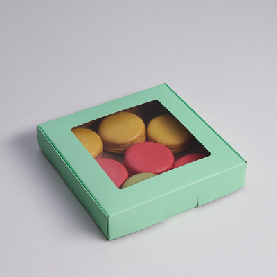 Коробка самосборная, с окном, мятная, 16 х 16 х 3 см