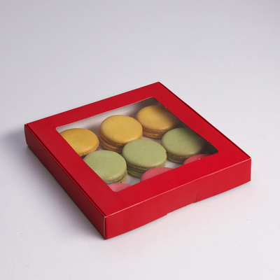 Коробка самосборная, с окном, красная, 19 х 19 х 3 см