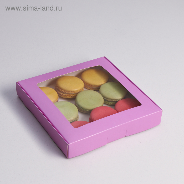 Коробка самосборная, с окном, сиреневая, 19 х 19 х 3 см - Фото 1
