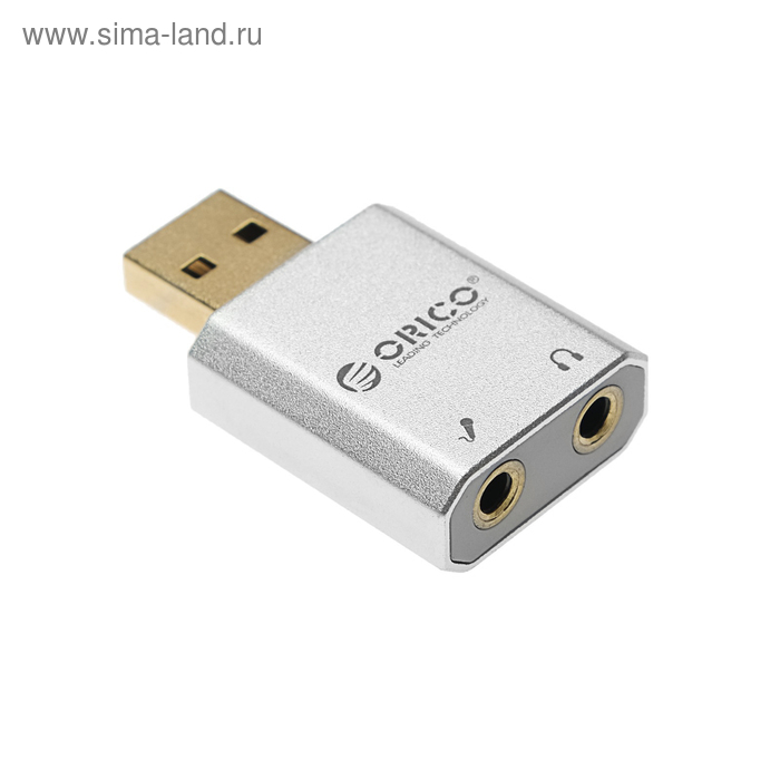 Звуковая карта Orico SK02-SV, внешняя, USB2.0, серебристая - Фото 1