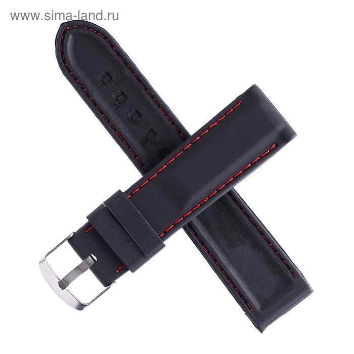 Ремешок для часов "Соломон" 20 мм, силикон, l-20 см, черный - Фото 1