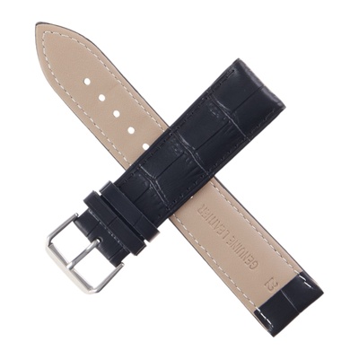 Ремешок для часов «Соломон», 22 мм, натуральная кожа, длина 20 см, чёрный с тиснением