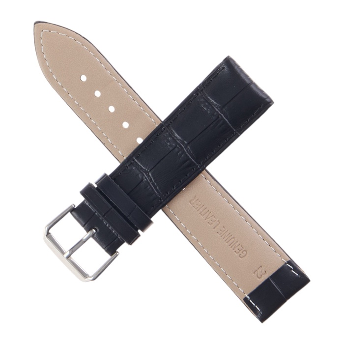 Ремешок для часов «Соломон», 22 мм, натуральная кожа, длина 20 см, чёрный с тиснением - Фото 1