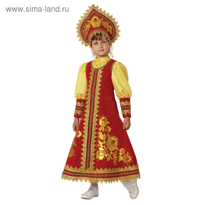 Карнавальный костюм «Сударушка», (платье-сарафан, кокошник), размер 36, рост 140 см - Фото 1