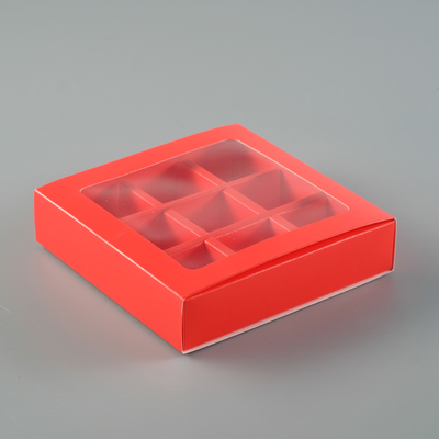 Упаковка для конфет 9 шт,14,5 х 14,5 х 3,5 см, красный
