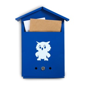 Ящик почтовый с замком, вертикальный, «Домик», синий