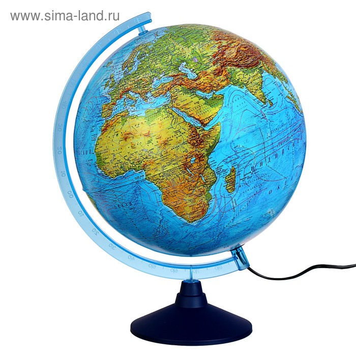 Интерактивный глобус физико-политический, диаметр 320 мм, с подсветкой