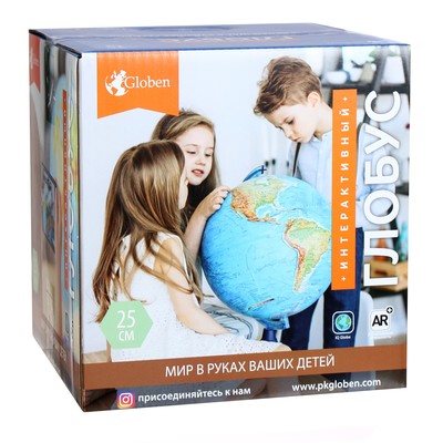 Глобус физико-политический «Глобен», интерактивный, диаметр 250 мм, рельефный, с подсветкой, с очками