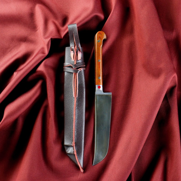 Нож Пчак Шархон - текстолит олово чирчик (11-12 см) - фото 1905596594