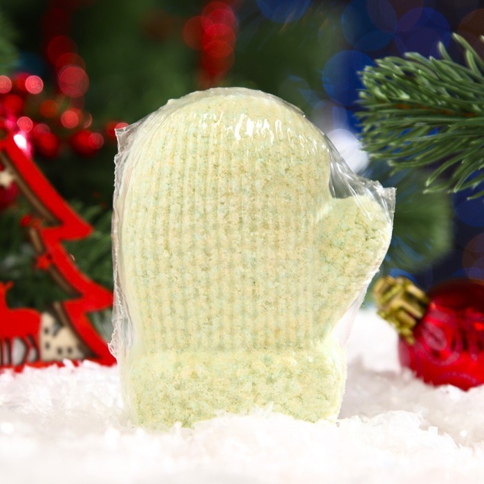 Бомбочка для ванн «Варежка», зелёная, с ароматом печенья, 125 г - Фото 1