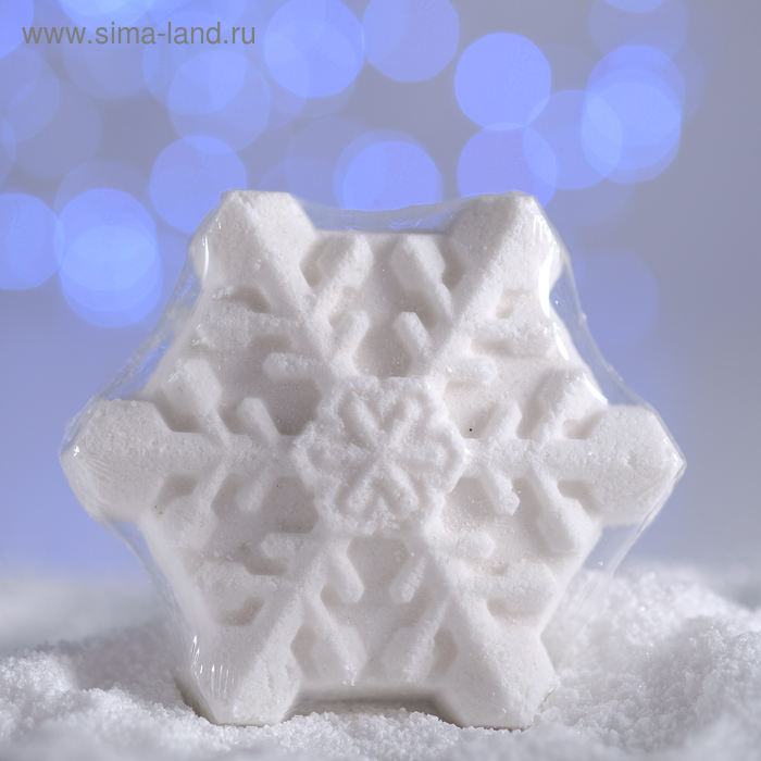 Бомбочка для ванн «Снежинка», белая, с ароматом миндаля, 100 г - Фото 1