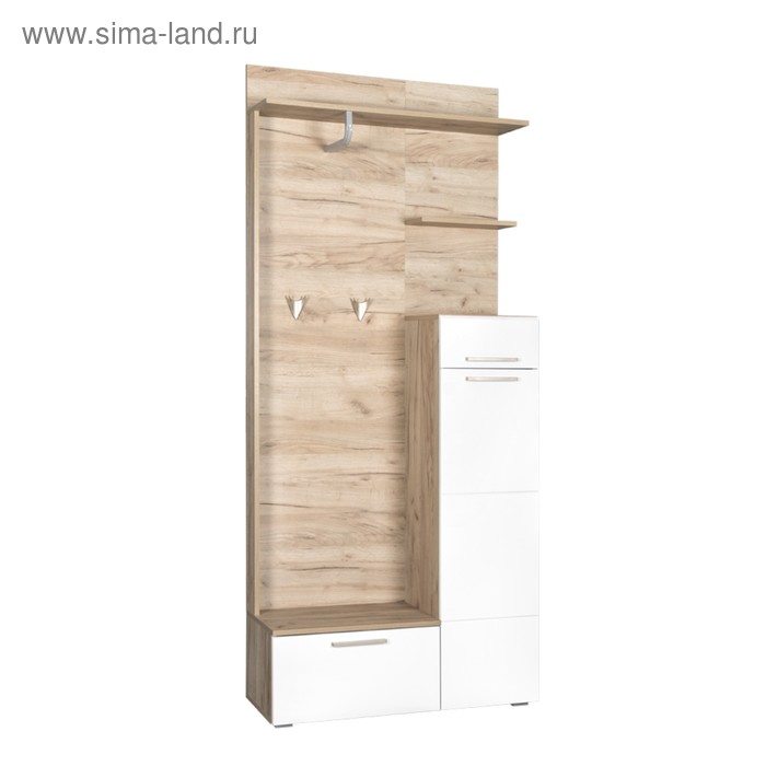 Прихожая «Лайн 10.16», 898×351×2100 мм, цвет дуб серый/белый глянец - Фото 1