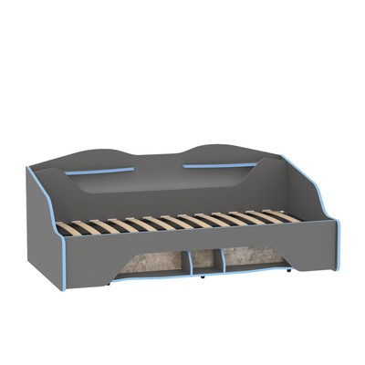 Кровать «Индиго 11.03», с подсветкой, с ортопедическим основанием, 2050×1125×831 мм, цвет тёмно-серый/графит