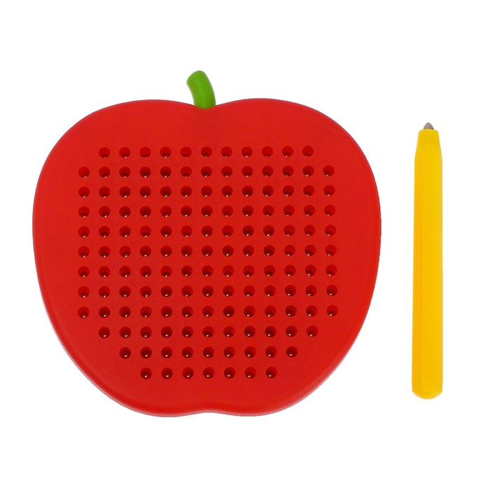 Магнитный планшет «Яблоко», маленькое, 142 отверстия, цвет красный - фото 1890875947