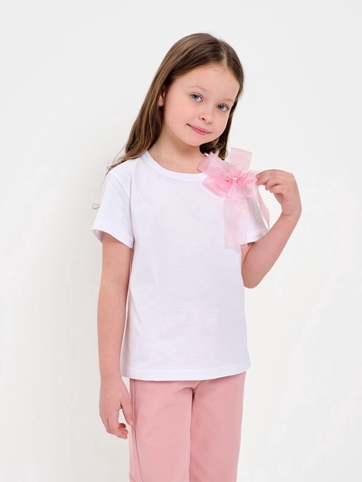 Футболка для девочки KAFTAN «Бант», белая, рост 86-92 см