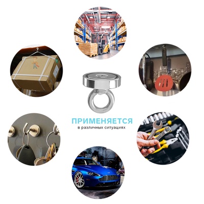 Магнит неодимовый с петлёй для авто, d=20 мм, сцепление 9 кг
