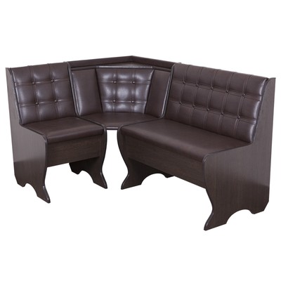 Кухонный уголок «КУ-19 Л», категория 1, без стола, 1460/1030×540×830 мм, цвет венге/коричневый