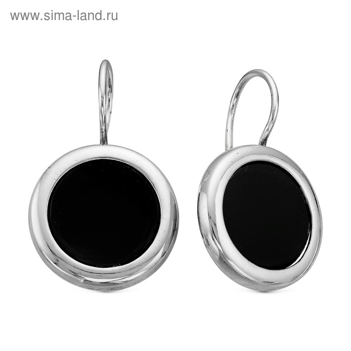 Серьги «Агат чёрный», посеребрение с оксидированием - Фото 1