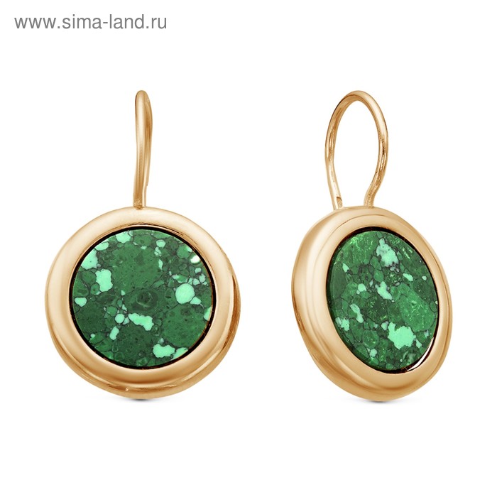 Серьги «Малахит» планета, позолота, цвет зелёный - Фото 1