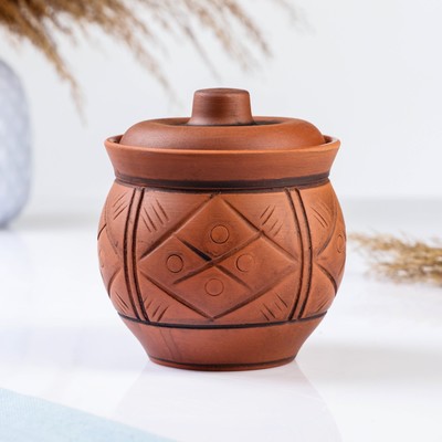 Горшочек для запекания Кунгурская керамика «Молочение», 500 мл, коричневый