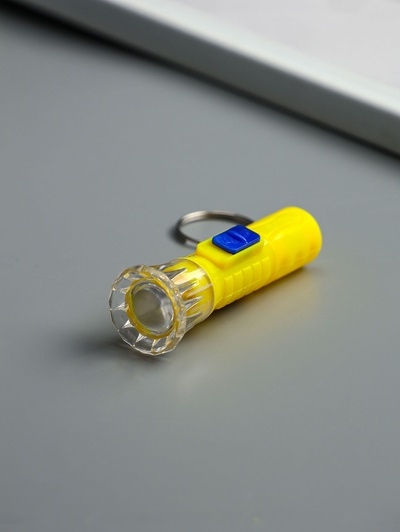 Фонарик брелок для ключей на кольце «Темминка», 1 LED, 2×6.5 см, МИКС